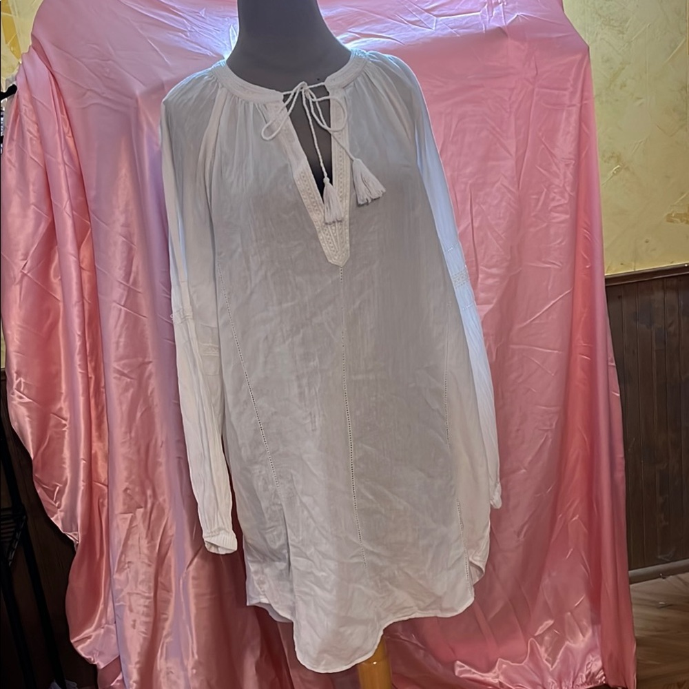 White cotton swim suit cover up or light summer Women's Top
